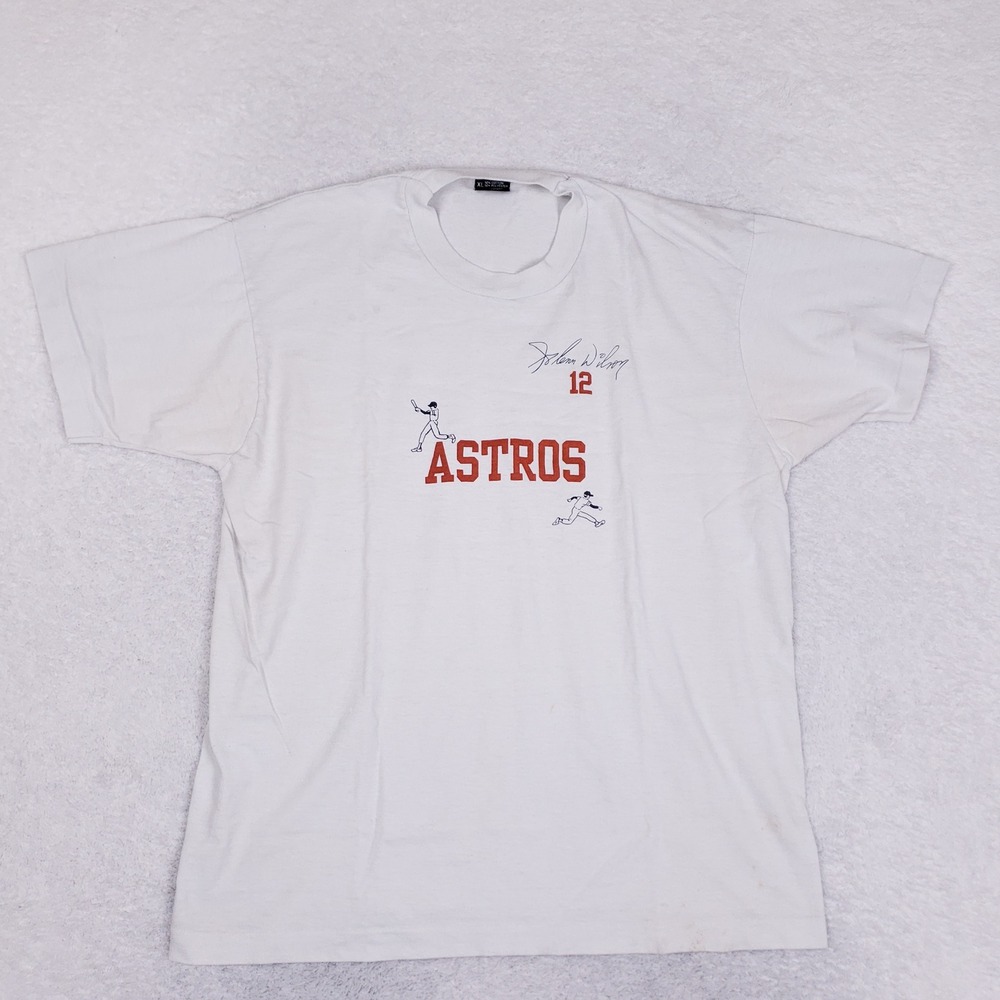 Vintage‎ 80s Houston Astros Glenn Wilson #12 Screen Stars T-Shirt XL White MLB